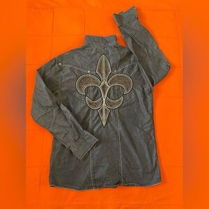 Roar Shirt Mens Medium Long Sleeve Button Up Stretch Embroidered Y2K Classic